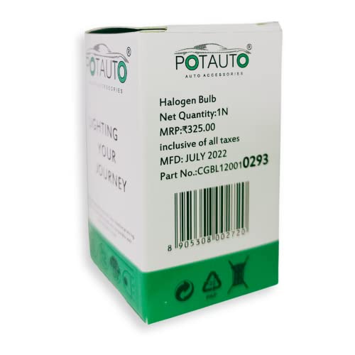 Image of Potauto H7 CRYSTAL WHITE Head Light Halogen Bulb For Car, 12V 100W - PX26d | 4300K | Single Piece