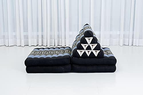 Image of Leewadee Comfortable Japanese Floor Mattress - Thai Floor Bed with Triangle Cushion - Futon Mattress - XL Extra Long Thai Massage Mat, 89 x 20 inches, Blue, Kapok Filling