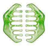 Geiserailie 2 Pieces Combs Massage Stone Hair Gua Sha Scraping Scalp Comb Facial Massage Tool Multifunctional Handheld Head Tools Head Caring Therapy Mother's Day Gift(Elegant Style)