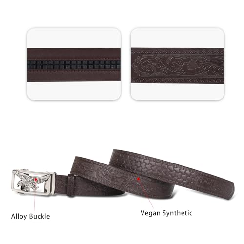 Image of Aurolran Men&Womens Leather Dress Belt Business Automatic Buckle Belt Color-Black Silver Gold