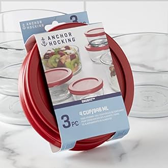 Anchor Hocking Lid 4 Cup/946 ml, Set of 3 lids, red Round