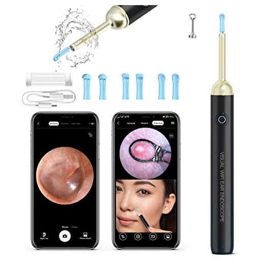 Ear Wax Removal Tool Camera, Ear Scoop 1080P Earwax Remover Pimple Blackhead Cleaning Kit Tool, Compatible iPhone, Android System (Black)