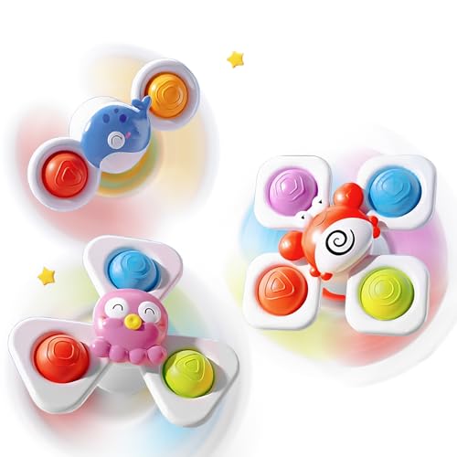 Echehi Lot de 3 Jouet Ventouse Bebe, Jouet Bain Bebe, Jeux Sensoriel Bebe. Crabes
