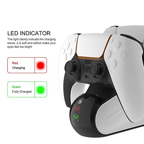 JINQII Estação de Recarga para PS5, Carregador Duplo Rápido com Indicadores LED para o Controlador s