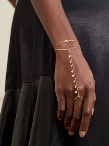 CHESKY Hand Chain Bracelet for Women Trendy, Dainty 14k Gold Plated Ring Bracelets Hand Chain Hypoallergenic Finger Nail Bracelet Gold Hand Jewelry for Women4