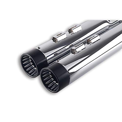 Sharkroad Super Loud Version Chrome 4” Slip On Mufflers Exhaust Pipe For Harley 2017-Up Touring Road King, Steet Glide Baggers #TOP2
