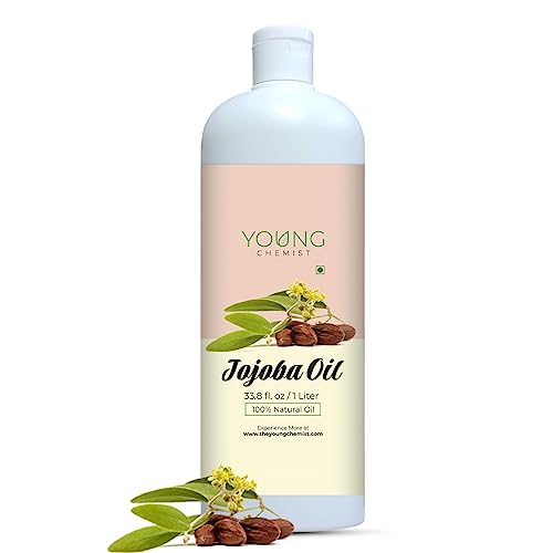 Young Chemist All-in-One Jojoba Oil for Body, Hair, and Face - 1 Litre, Premium Cold-Pressed Oil for Skin, Nails & Lips Care