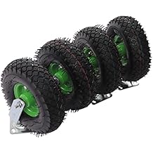 Pneumatic Swivel Casters, 10 inch Set of 4 Heavy Duty Industrial Rubber Caster Wheels 275.58lbs Capacity Pneumatic Air Tire Wheels for Garden Cart, Hand Truck, Lawn Cart, Mower