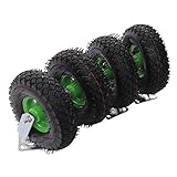 10” Pneumatic Caster Wheels - 2 Universal + 2 Directional Shed Moving Wheels, 661lbs Load Capacity All Terrain Casters, Rubber & Galvanized Bracket for Carts/Furniture/Tool Boxes