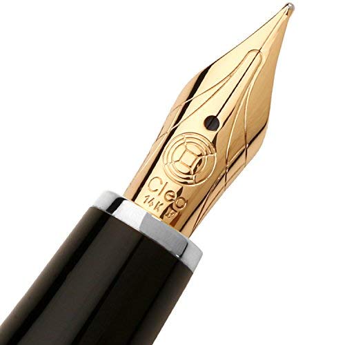 CLEO Classic Penna A Sfera Nero Con Finiture Oro - Leggera, Fatta A Mano In Germania - Con Ricarica EasyFLOW