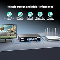 4-Port Gigabit PoE Switch Unmanaged mit 4 Port IEEE802.3af/at PoE @78W, 1 x 1000Mbps Uplink, NICGIGA 5-Port Network Power Over Ethernet Switch, VLAN-Modus, Desktop-/Wandmontage. – Ansicht 3