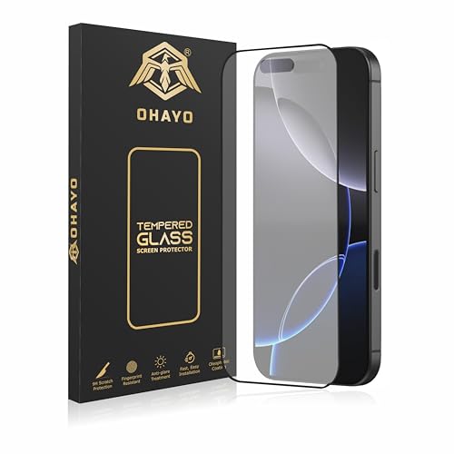 Image of OHAYO Gaming Tempered Glass Screen Protector Compatible with iPhone 16 Pro Max - 9H Hardness, Ultra-Smooth Touch, High Sensitivity, Anti-Fingerprint, HD Clear, Bubble-Free, Case Friendly