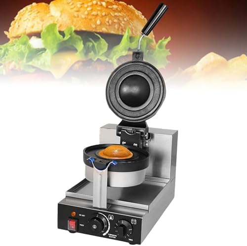 Commercial Electric Burger Waffle Maker, 1300W Non-Stick Panini Press, Versatile Hamburger & Ice Cream Waffle Press for Restaurants & Food Trucks