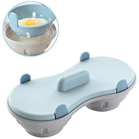 REFURBISHHOUSE Microwave Egg Poacher Cookware Double Cup Dual Cave High Capacity Design Egg Cooker Ultimate Collection Egg Poaching Cups Microwave Steamer Kitchen Gadget Cover