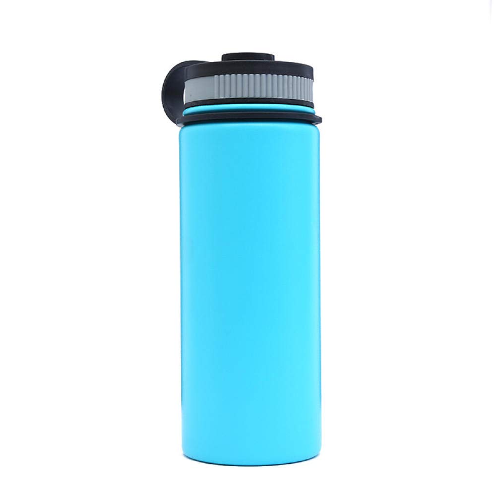 Termo de vacío de acero inoxidable de doble pared de boca ancha de 950 ml con pajita botella de agua termo con asa para deporte, color: azul cielo (Color: azul cielo)