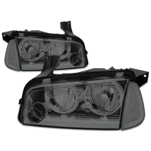 DNA MOTORING HL-OH-CHA05-4P-SM-CL1 Headlight Assembly (Driver & Passenger Side) Smoked clear