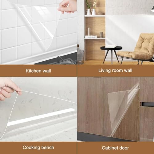 Image of Wall Protection Sheet- Clear Contact Paper Furniture Liner, Transparent Kitchen Backplash Proof || Peel & Stick Cover for Counters - Kitchen Furniture and Walls || (12 x 160 Inch)