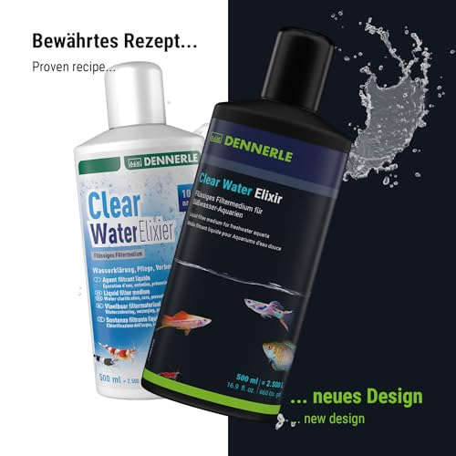 Dennerle Clear Water Elixir, 500 ml - Flüssiges Filtermedium zur Wasserklärung, Pflege und Vorbeugung, Wasseraufbereiter für Aquariumwasser