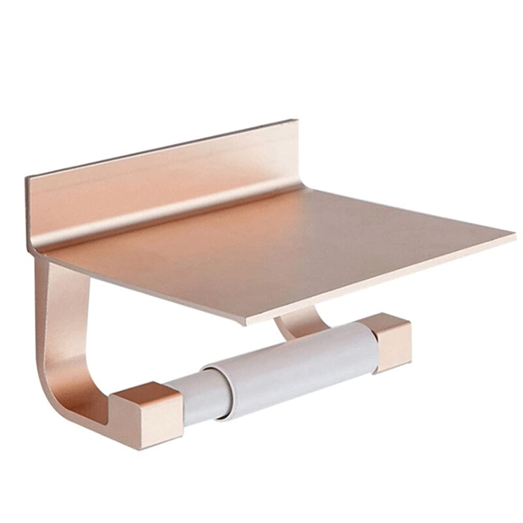 Tgrty Gold Toilet Paper Holders,Wall Mount Toilet Roll Holder With Shelf,Aluminum Spring Loaded Roller Wall Toilet Paper Roll Holder