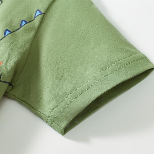 Image of HILEELANG Toddler Boy Summer Short Clothes Sets Cotton Crewneck Tees Shorts Pocket Adjustable Knite Shorts Playwear Sets