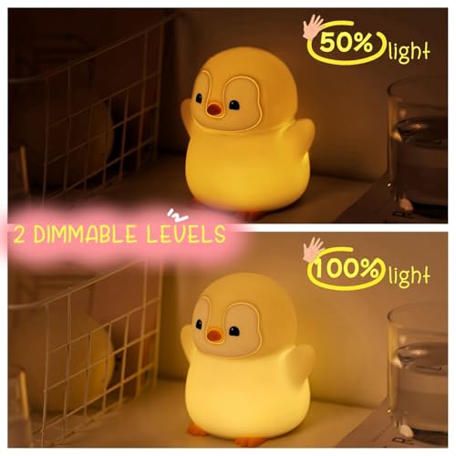 cute penguin night light led squishy xmas penguin lamp food grade silicone dimmable nightlight kids gray penguins light rechargeable light up penguins gifts kids room college decor