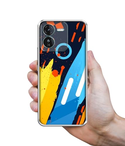 Image of Casotec Abstract Stripes Geometric Figures Printed Silicon Soft TPU Back Case Cover for iQOO Z9 5G, Multicolor