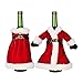2 confezioni di Natale bottiglia di vino copertura velluto tessuto gonna bottiglia di vino maglione set decorazioni Natale partito favori forniture