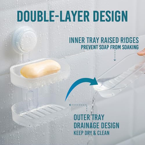 Image of TAILI Soap Holder, Soap Dish for Shower Suction Cup, Bar Soap Holder, Clear
