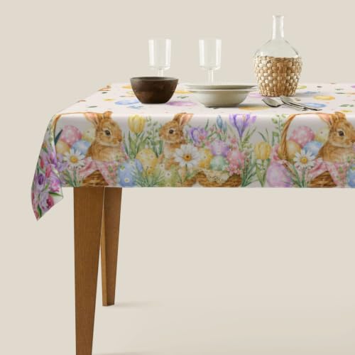 mutakin Easter Eggs Tablecloth Bunny Egg Rectangle Table Cloth Washable Table Cover Waterproof for Decoration Kitchen Dining Room 60x90 Inch by mutakin - Used condition - Image 3