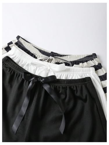 Image of WDIRARA Women's 3 Pack Plaid Letter Graphic Pajama Shorts Lounge Shorts