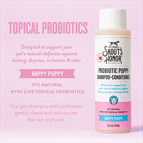 Skout's Honor Probiotic Pet Shampoo + Conditioner - 16 Oz - Happy Puppy - For A Healthier Skin And Coat #TOP3