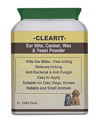 Clearit Ear Mite, Wax, Yeast & Canker Relief Powder 100g SUPERSIZE PACK HIGHLY EFFECTIVE & FAST ACTING TREATMENT PROMOTIONAL PRICE!!!