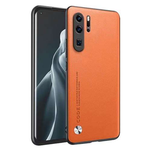 HONLEN Custodia per HUAWEI P30 Pro / P30 Pro New Edition (6.47' Inches) Cover per Telefono Aziendale con Retro in Pelle, Arancia