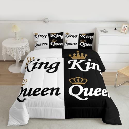 Image of Feelyou Valentine Day Mr Mrs Comforter Set Twin Size Bedding | Adults Couple Lover King Queen Presents Ultra Soft Duvet Set Quilt Set Room Decor Warm Cozy Breathable Lightweight All Season