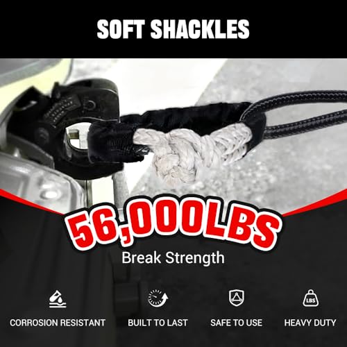 Image of BARTOO 2PCS Soft Shackles 1 /2 Inch x 22 Inch - 56,000LBS Break Strength