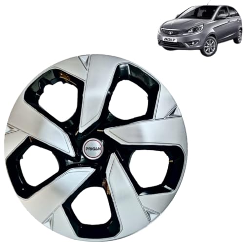 Image of PRIGAN Bolt (XT Only) Black Silver Wheel Cover 15 inch for Tata Bolt XT (Set of 4 Pcs) (Press Fitting) Model- Punch Reverse 15