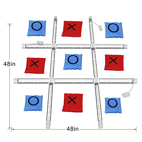 OTTARO Outdoor Games Glow in Dark for Adult and Kids, Giant Tic Tac Toe Game Set with Light, Premium PVC Framed Yard Game for Famlily, Night Party (4ft x 4ft)