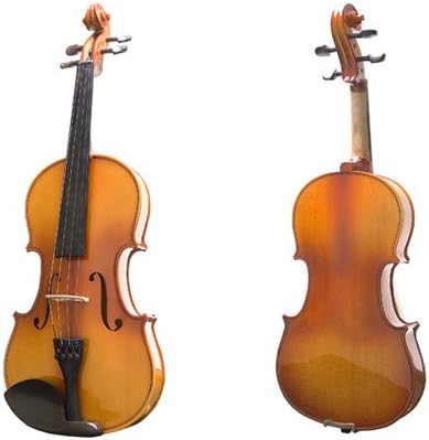 Mendini MV400 Ebony Fitted Solid Wood Violin with Hard Case, Shoulder Rest, Bow, Rosin, Extra Bridge and Strings - Size 1/2