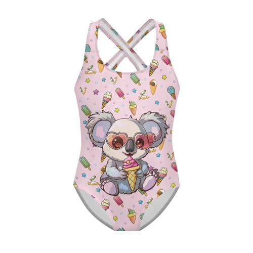 Image of Girls One Piece Swimsuits Axolotl Cross Back Swimwear Beach Summer Quick Dry Beach Bathing Suit