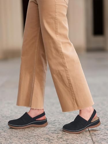 Image of TEMOFON Shoes for Women Clogs Sandals: Comfortable Closed Toe Wedge Shoes Sling-Back Walking Mules with Arch Support