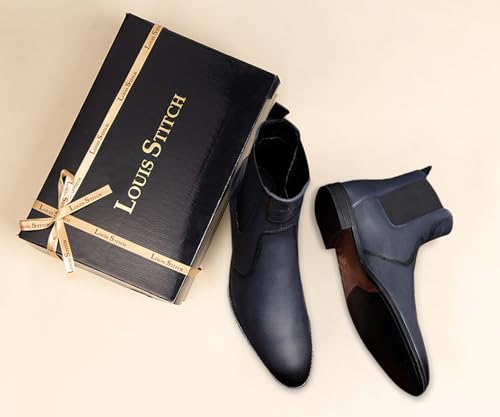 Image of LOUIS STITCH Men's Chelsea Boots | Handcrafted | High Ankle Boot| Comfortable Formal Office & Casual Wear Shoes | Dual Tone Patina Finish LSRGCL
