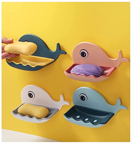 Image of MAPPERZ Fish Shape Soap Stands for Bathroom /Double Layers Plastic Adhesive Waterproof Wall Mounted Bar Soap Dish Holder Rack for Shower Wall, Kitchen, Bathroom Pack of 2