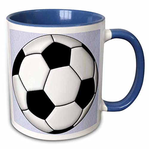 3dRose mug_50318_6 'Soccer Ball Champ' Two Tone Blue Mug, 11 oz, Multicolor