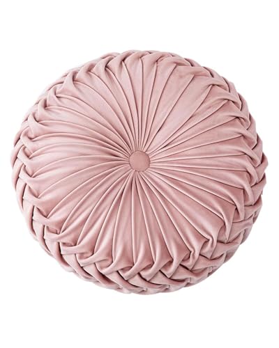 HLOVME Round Velvet Pillow for Couch Small Handmade Decorative Throw