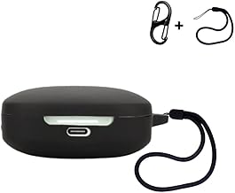 Anvique Silicone Case Cover for Redmii Buds 6 with Carabiner and Lanyard (Black)