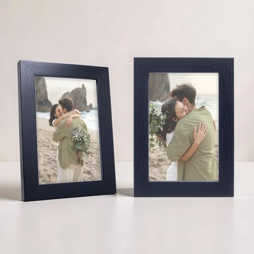 Image of GOLDEN PEACOCK Photo Frame PVC Body with MDF Back | Wall Hanging & Desk Display | Picture Frame for Gifts and Home Decor (Black-4x6, Set Of 2)