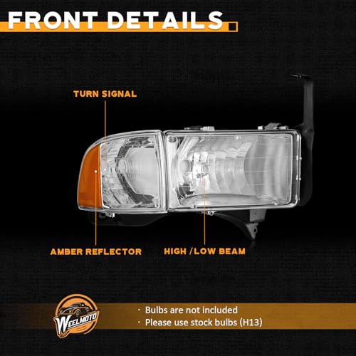 WEELMOTO Chrome Headlights with Corner Light for 1994-2001 Dodge Ram by WEELMOTO - Used condition - Image 8