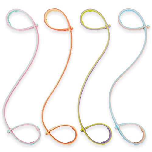 Image of Toy Safety Straps, Crown Design Silicone Adjustable Baby Pacifier Teether Straps, 4pcs Toddler Toy Bottle Harness Straps for Strollers, High Chair, Cribs, Bags, BPA Free, Muted