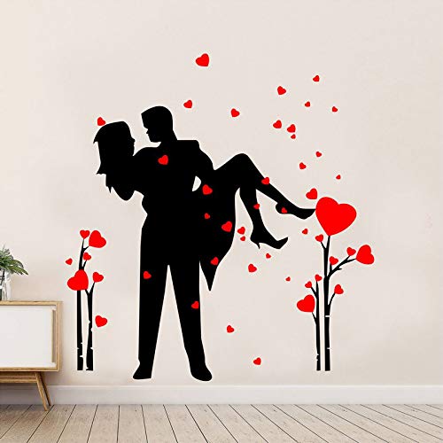 Global Graphics Couple Wall Sticker Global Graphics Forever red and Black Love Couple Wall Sticker for Home Decor (size125x84cm)
