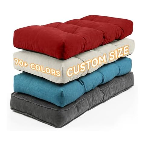 ROFIELTY Custom Tufted Bench Cushion.Soft and Comfortable Bay Window Cushion, Indoor Outdoor Bench Cushion with Non-Slip Bottom/Ties(Custom Size,Custom Color) Cover